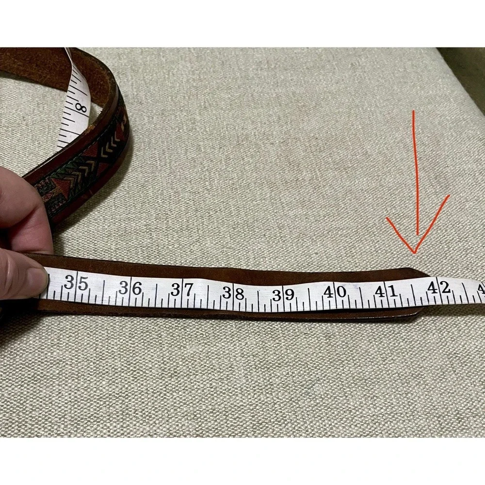 Brighton Sz 38 Buffalo Nickel Leather Belt Southwest Design Western Unisex Brown